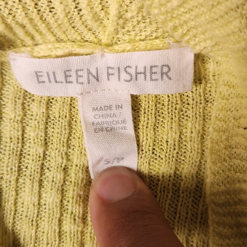 Eileen Fisher Open Front Cardigan Organic Linen Cotton Yellow Small S5LFV